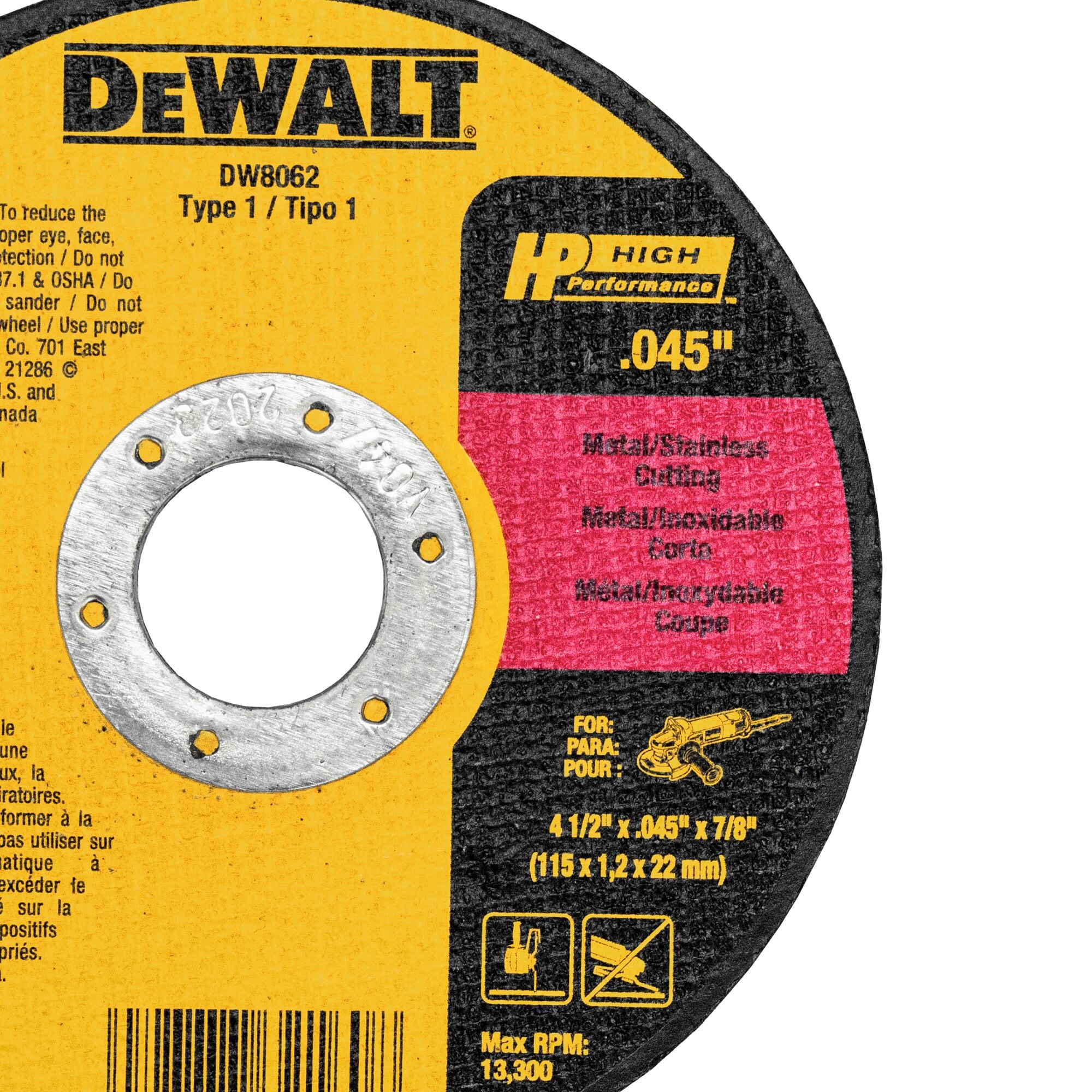 Disco de desbaste DEWALT 5-pack de 4.5 pulgadas de óxido de aluminio de grano 60 DW8062B5-L