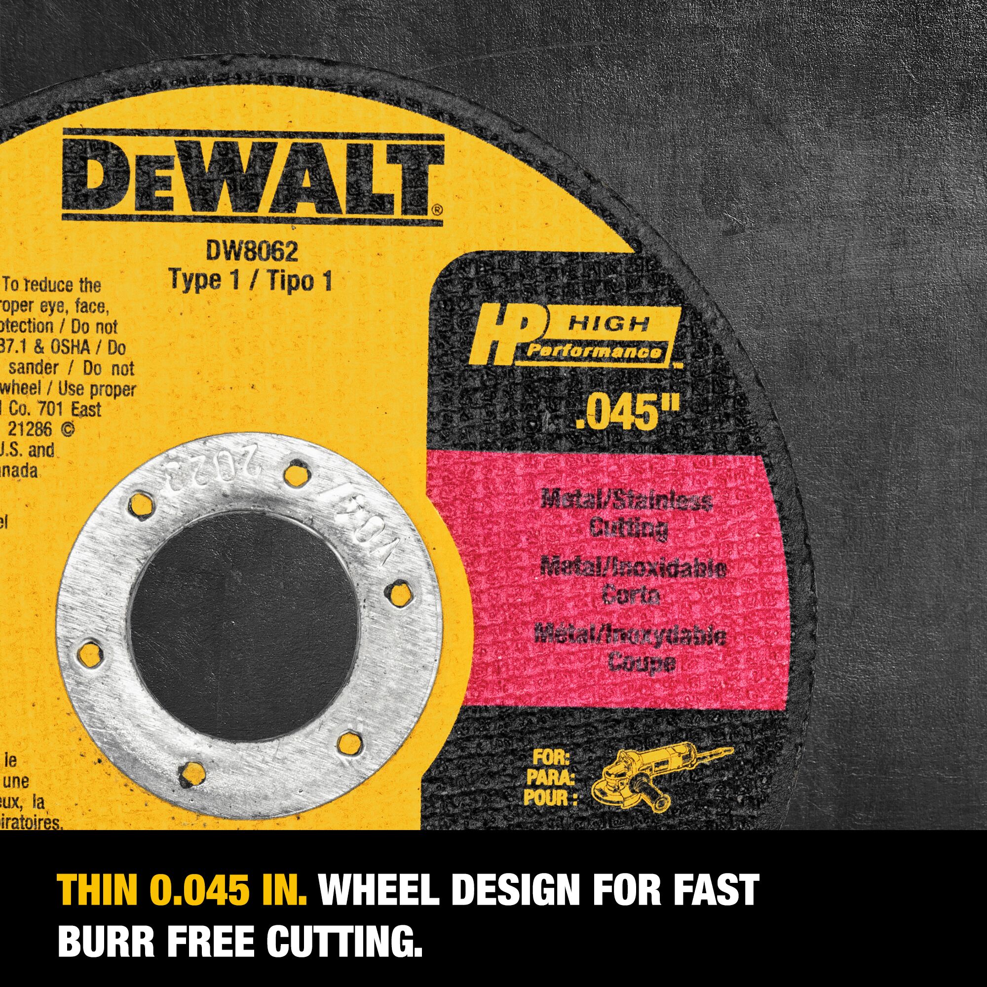 Disco de desbaste DEWALT 5-pack de 4.5 pulgadas de óxido de aluminio de grano 60 DW8062B5-L