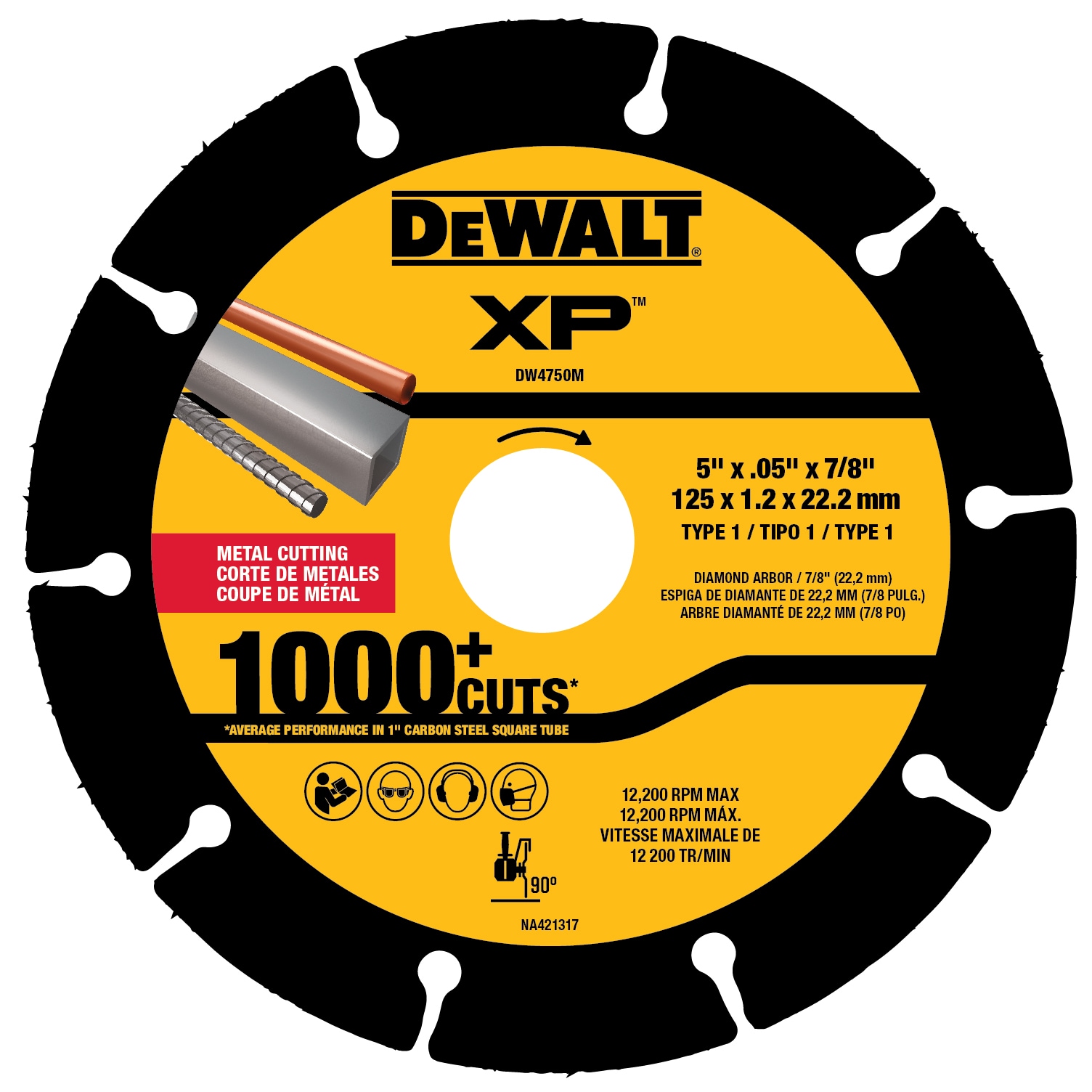 Rueda de corte de diamante DEWALT XP Metal Cutting Diamond de 5 pulgadas DW4750M