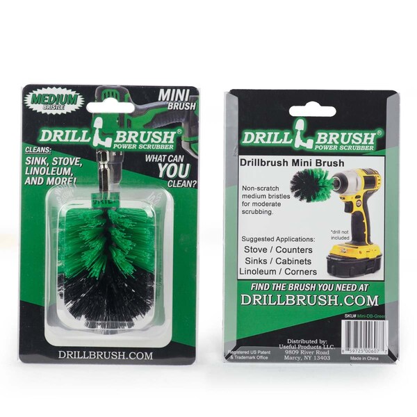 Drillbrush para Cocina - Artículos de Limpieza - Cepillo para Taladro - Estufa - Horno - Cepillo para Platos - MINI-DB-VERDE