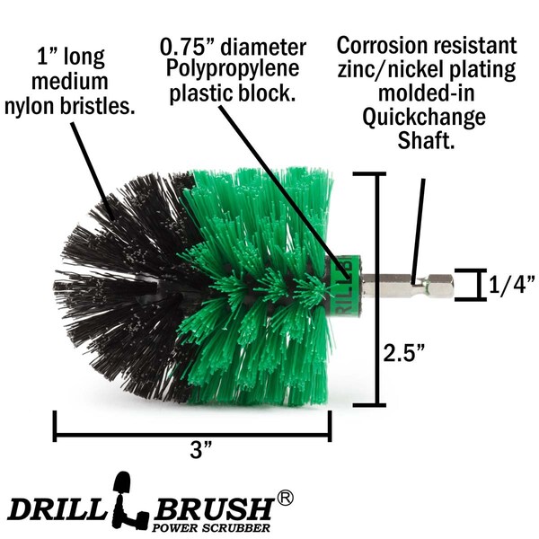 Drillbrush para Cocina - Artículos de Limpieza - Cepillo para Taladro - Estufa - Horno - Cepillo para Platos - MINI-DB-VERDE