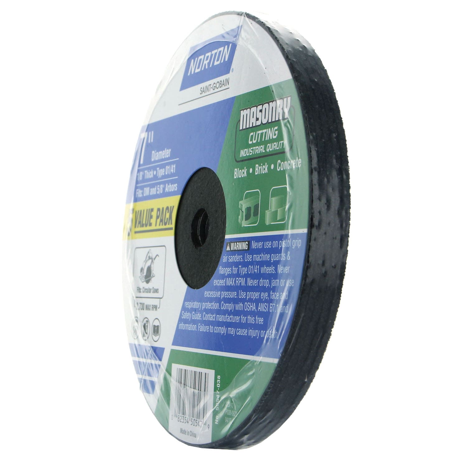 Rueda de corte abrasivo Norton Bluefire de 7 pulgadas, paquete de 5, 50547-038