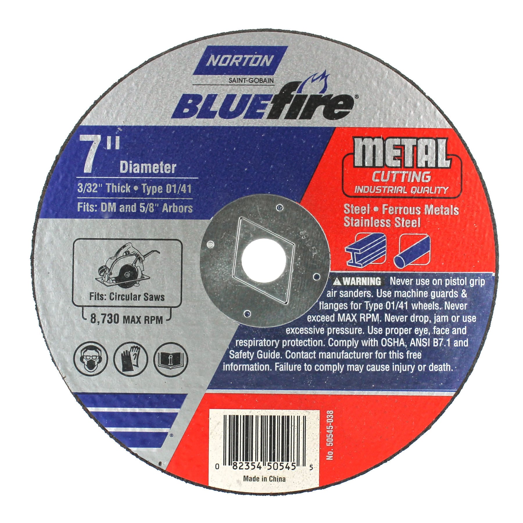 Rueda de corte abrasivo Norton Bluefire 7 pulgadas 50545-038
