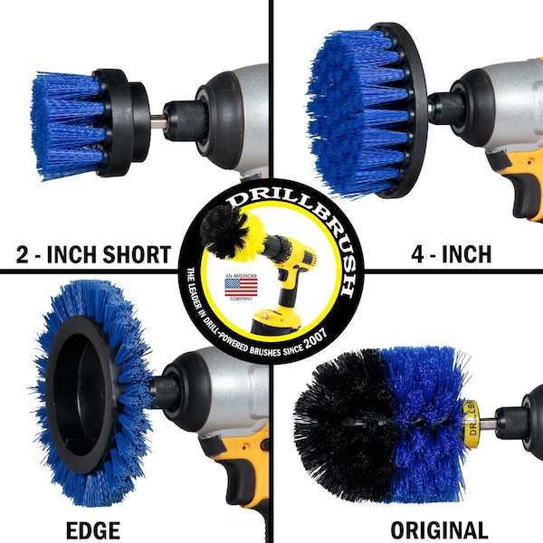 Cepillo de Perforación Power Scrubber de Useful Products 5 pulgadas de ancho 5 pulgadas de largo, Azul - B-S-E42O-QC-DB
