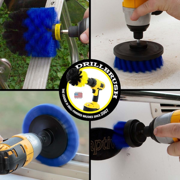 Cepillo de Perforación Power Scrubber de Useful Products 5 pulgadas de ancho 5 pulgadas de largo, Azul - B-S-E42O-QC-DB