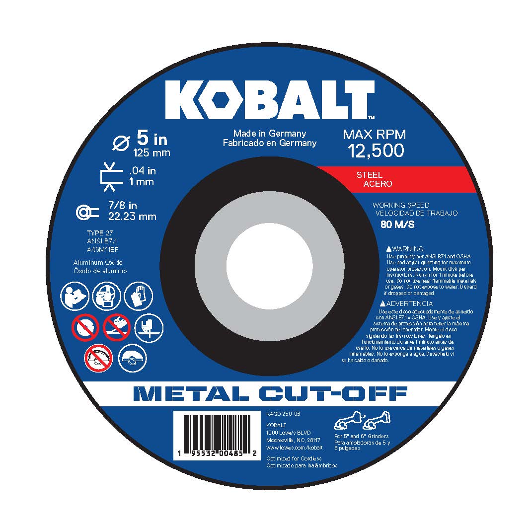 Rueda de corte de acero Kobalt 5 pulgadas KAGD 250-03