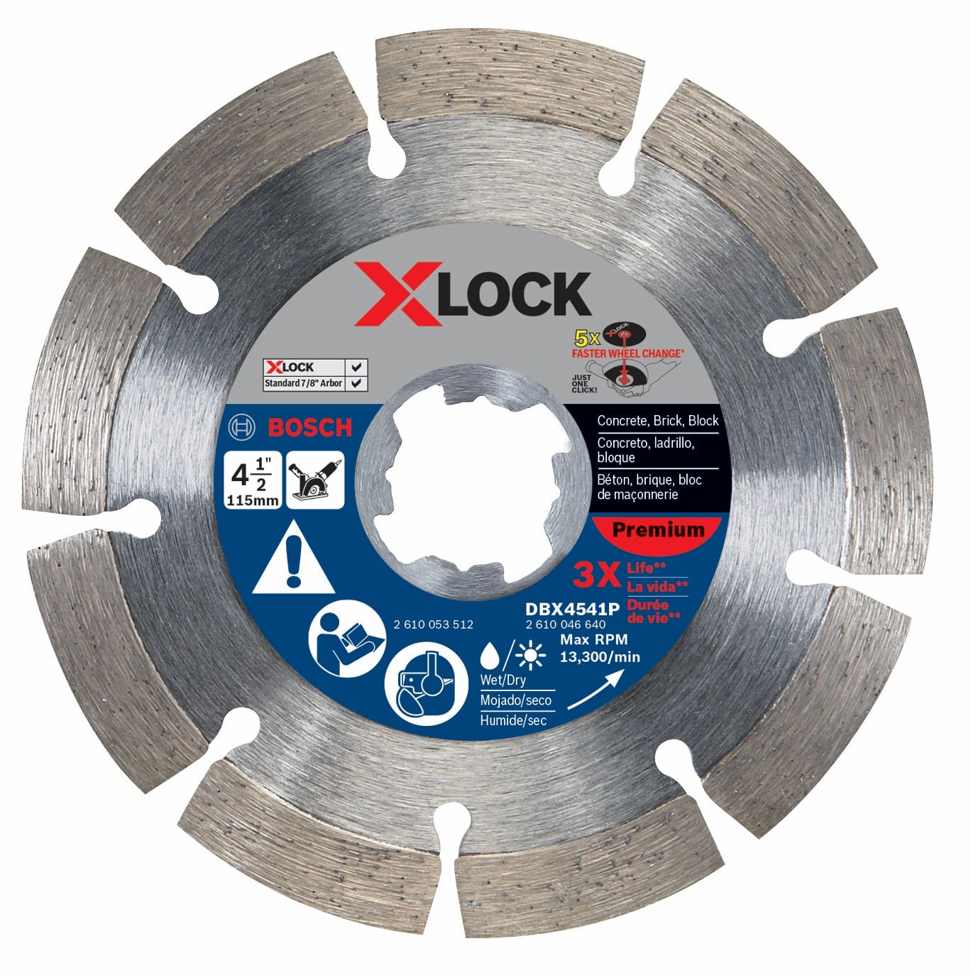 Rueda de corte / amolado de diamante Bosch X-Lock de 4.5 pulgadas DBX4541P