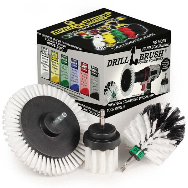 Cepillo para Taladro Power Scrubber de Useful Products 5 pulgadas Ancho 5 pulgadas Largo, Blanco - W-EMS-2L-QC-DB