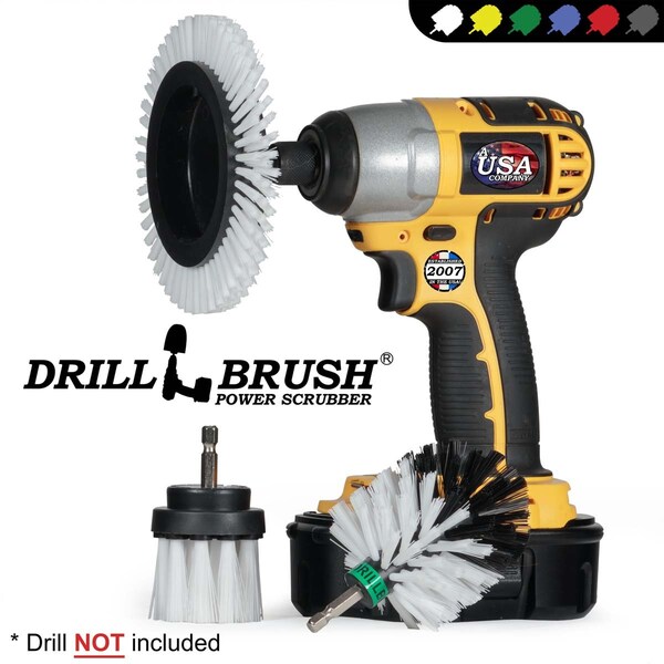 Cepillo para Taladro Power Scrubber de Useful Products 5 pulgadas Ancho 5 pulgadas Largo, Blanco - W-EMS-2L-QC-DB