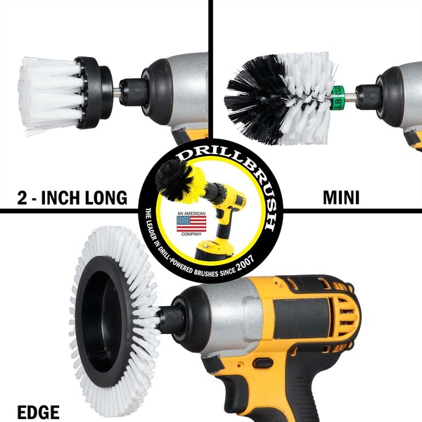 Cepillo para Taladro Power Scrubber de Useful Products 5 pulgadas Ancho 5 pulgadas Largo, Blanco - W-EMS-2L-QC-DB