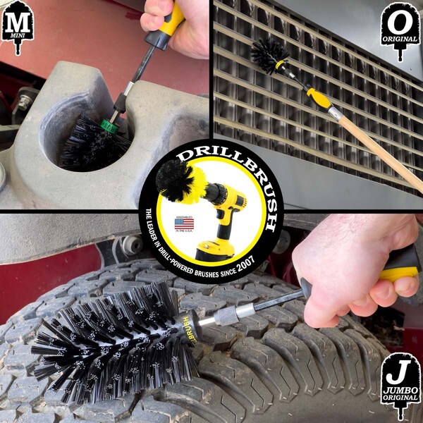 "Scrubber de Potencia con Cepillo para Taladro de Useful Products 5 pulgadas de Ancho 7 pulgadas de Largo, Negro - K-S-JOM-HD-QC-DB"