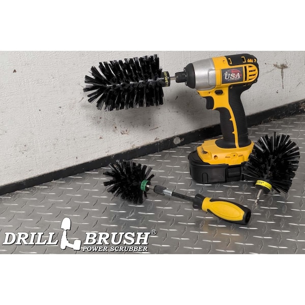 "Scrubber de Potencia con Cepillo para Taladro de Useful Products 5 pulgadas de Ancho 7 pulgadas de Largo, Negro - K-S-JOM-HD-QC-DB"