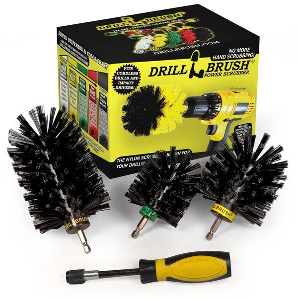 "Scrubber de Potencia con Cepillo para Taladro de Useful Products 5 pulgadas de Ancho 7 pulgadas de Largo, Negro - K-S-JOM-HD-QC-DB"