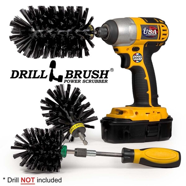 "Scrubber de Potencia con Cepillo para Taladro de Useful Products 5 pulgadas de Ancho 7 pulgadas de Largo, Negro - K-S-JOM-HD-QC-DB"