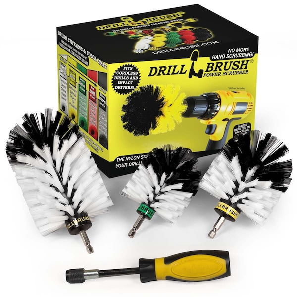 Cepillo de perforación Power Scrubber de Useful Products 5 pulgadas de ancho 7 pulgadas de largo, color blanco - W-S-JOM-HD-QC-DB