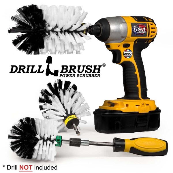 Cepillo de perforación Power Scrubber de Useful Products 5 pulgadas de ancho 7 pulgadas de largo, color blanco - W-S-JOM-HD-QC-DB