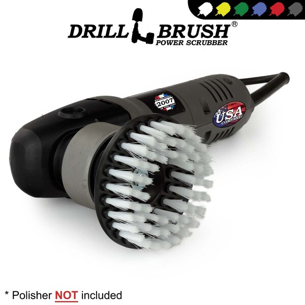 Cepillo Eléctrico para Taladro Drill Brush Power Scrubber de Useful Products 5 pulgadas de ancho 5 pulgadas de largo, color blanco - 5IN-S-W-T-DB