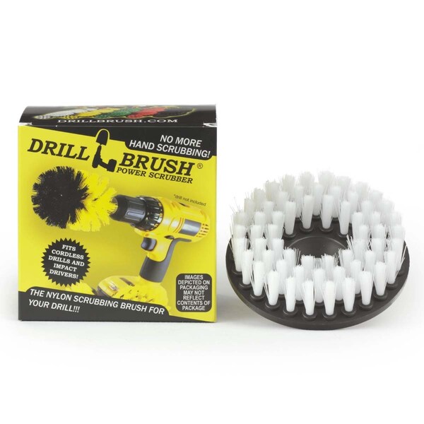 Cepillo Eléctrico para Taladro Drill Brush Power Scrubber de Useful Products 5 pulgadas de ancho 5 pulgadas de largo, color blanco - 5IN-S-W-T-DB