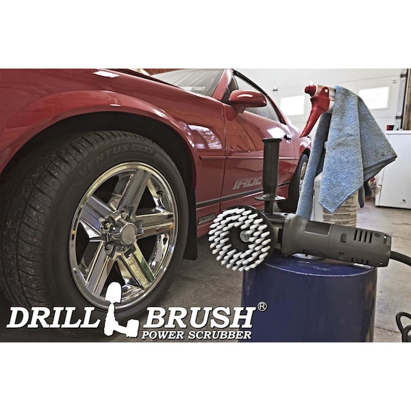 Cepillo Eléctrico para Taladro Drill Brush Power Scrubber de Useful Products 5 pulgadas de ancho 5 pulgadas de largo, color blanco - 5IN-S-W-T-DB