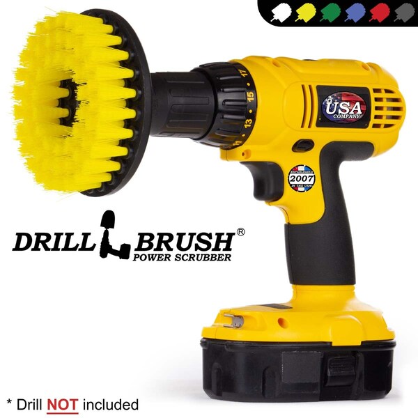 Suministros de limpieza Drillbrush - Accesorios para baño - Cepillo para taladro - Ducha - 5IN-CH-AMARILLO-0656