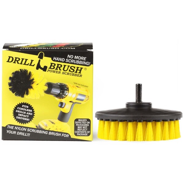 Suministros de limpieza Drillbrush - Accesorios para baño - Cepillo para taladro - Ducha - 5IN-CH-AMARILLO-0656