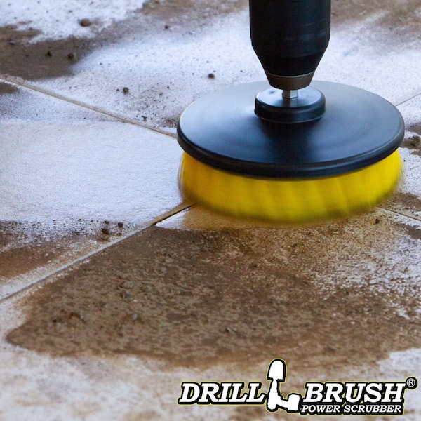 Suministros de limpieza Drillbrush - Accesorios para baño - Cepillo para taladro - Ducha - 5IN-CH-AMARILLO-0656