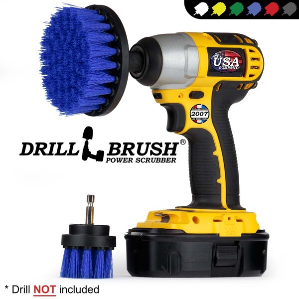 Cepillo de taladro Power Scrubber de Useful Products, 5 pulgadas de ancho, 5 pulgadas de largo, azul - B-S-42-QC-DB.