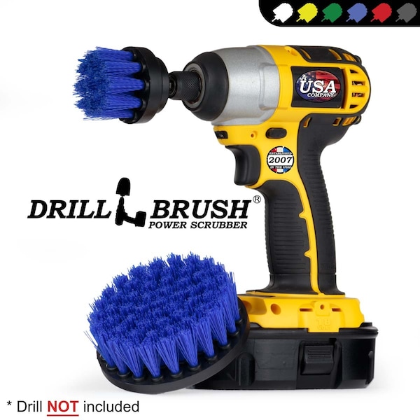 Cepillo de taladro Power Scrubber de Useful Products, 5 pulgadas de ancho, 5 pulgadas de largo, azul - B-S-42-QC-DB.