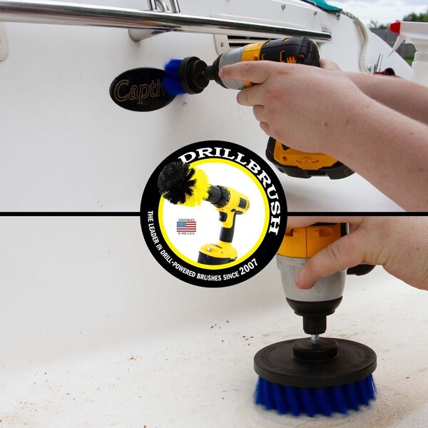 Cepillo de taladro Power Scrubber de Useful Products, 5 pulgadas de ancho, 5 pulgadas de largo, azul - B-S-42-QC-DB.