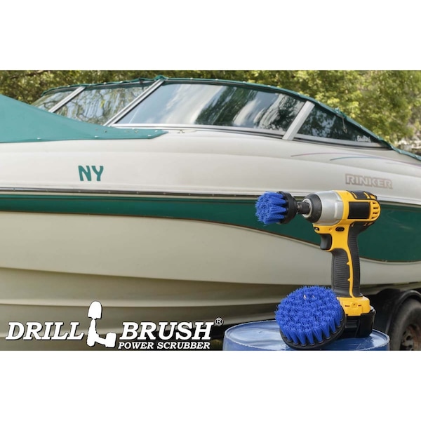 Cepillo de taladro Power Scrubber de Useful Products, 5 pulgadas de ancho, 5 pulgadas de largo, azul - B-S-42-QC-DB.