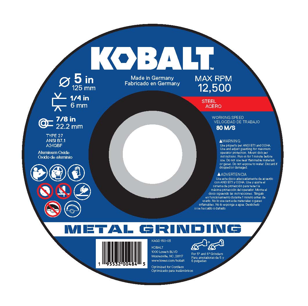 Rueda de molienda de acero de 5 pulgadas Kobalt KAGD 150-03