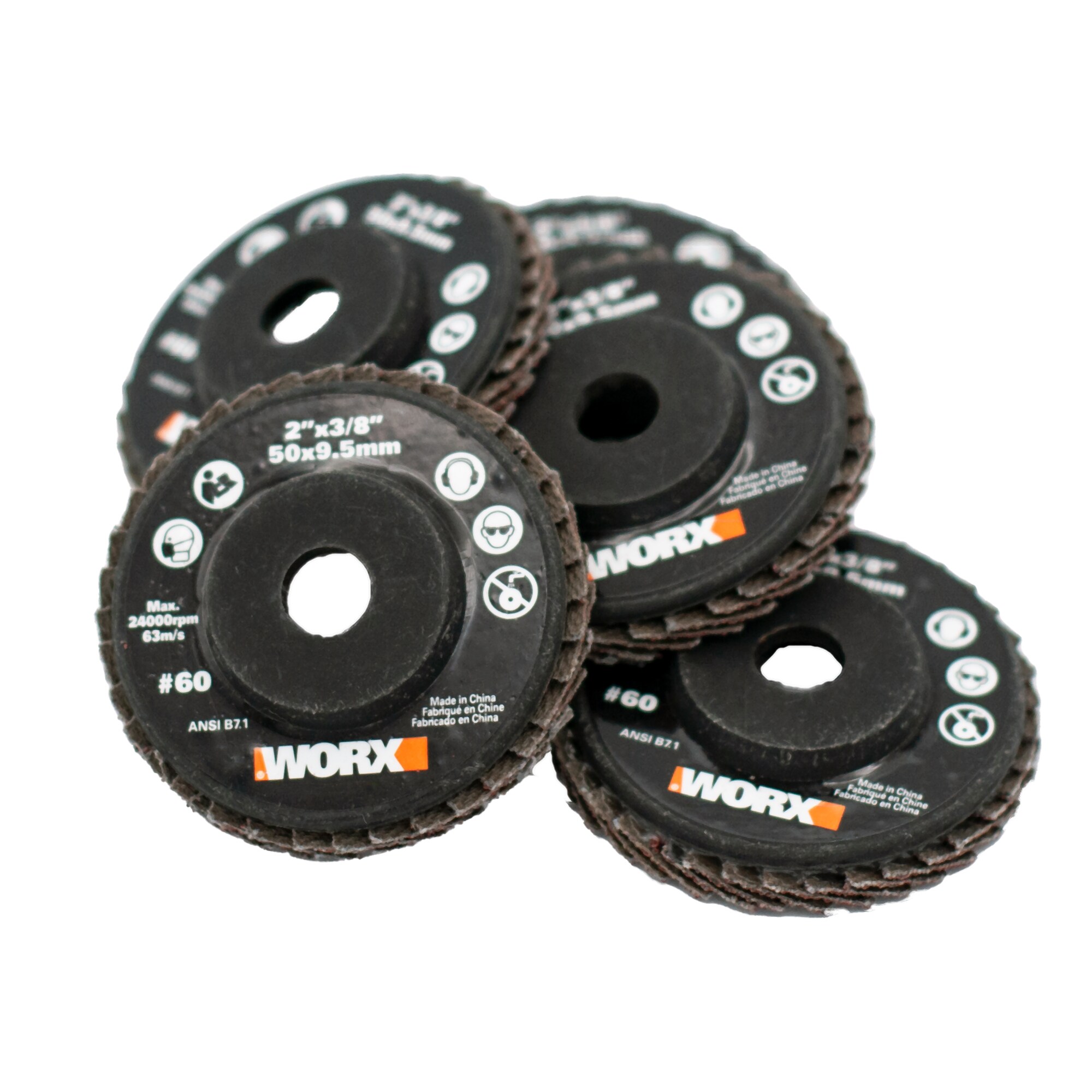 Rueda de lijado de acero de 2 pulgadas y grano 60 WORX MakerX 5-Pack WA7253
