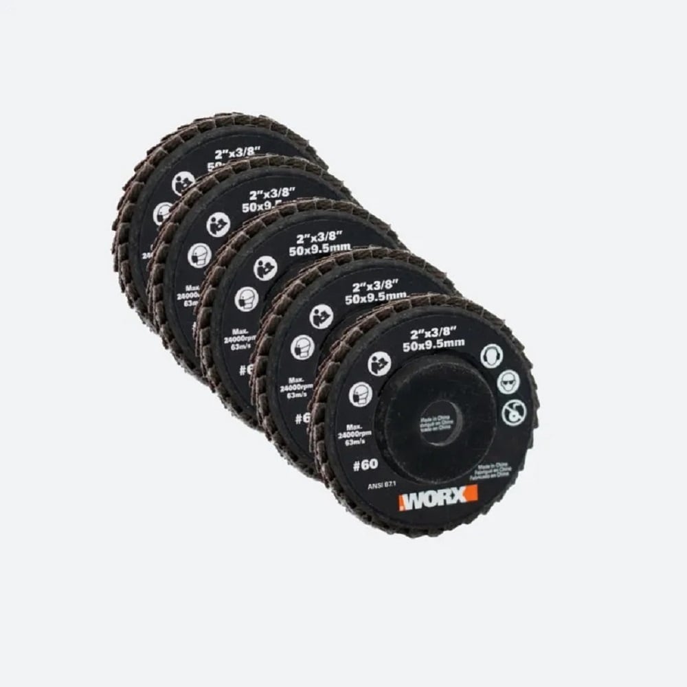 Rueda de lijado de acero de 2 pulgadas y grano 60 WORX MakerX 5-Pack WA7253