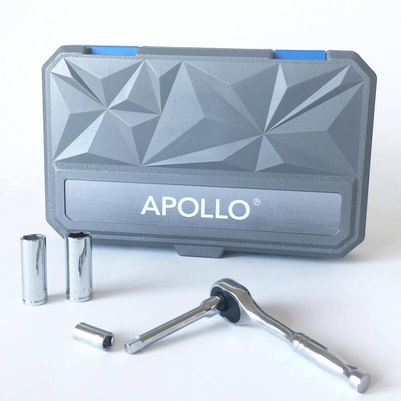 Juego de dados Apollo de 1/4 de pulgada, en medidas estándar SAE y métricas (50 piezas) - DT0004