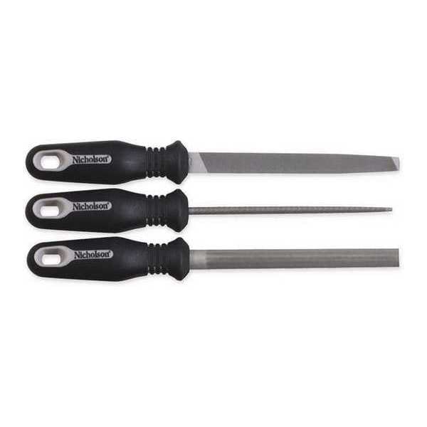 Crescent Nicholson 3 Piece 6" Bastard File Set with Ergonomic Handles - 22015HNNN
