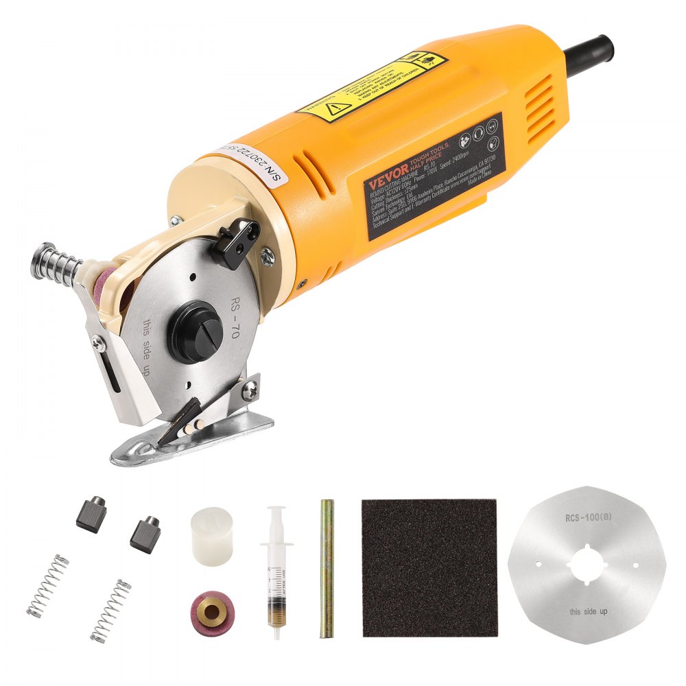 VEVOR Fabric Cutter, 170W Electric Rotary Fabric Cutting Machine, 1" Cutting Thickness, Octagonal Knife, with Replacement Blade and Sharpening Stones, for Multi-Layer Cloth Fabric Leather - YSQBJ170WYS7GHN7MV1
