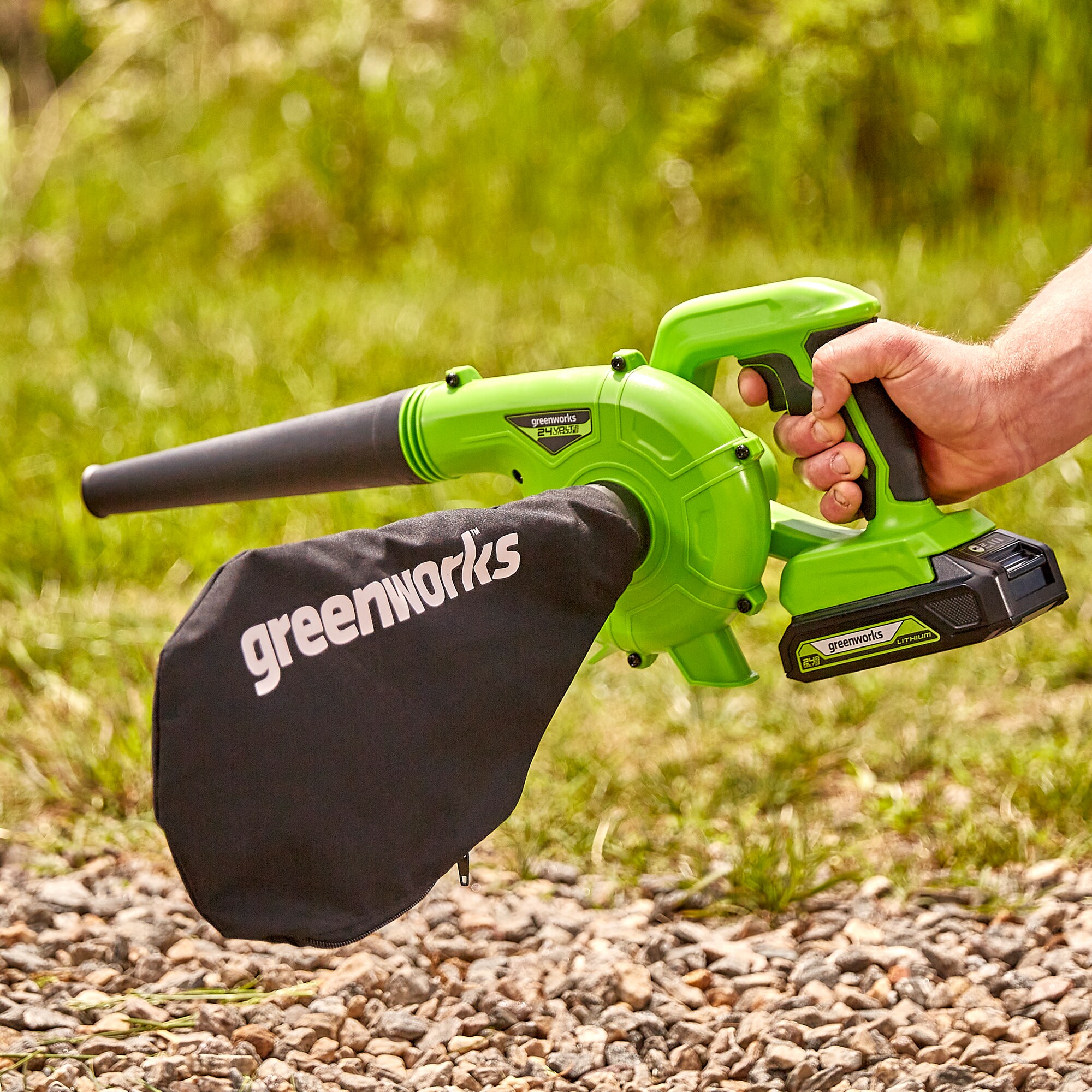 Soplador Greenworks de 24 voltios para obras SBL24B00