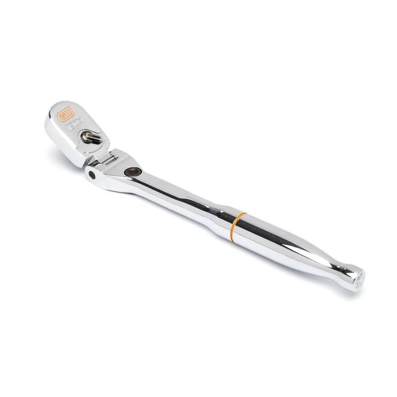 Llave de trinquete con cabezal flexible y mecanismo de bloqueo de 1/4 de pulgada de GEARWRENCH y juego de herramientas métricas para mecánicos de 15 piezas (81390)