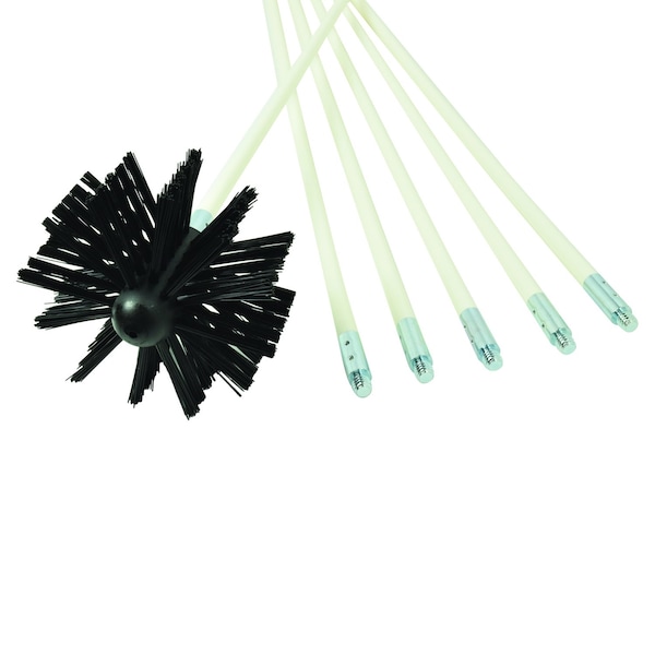 Kit de limpieza de conductos de aluminio negro/blanco de 4 pulgadas B & K Deflect-O - DVBRUSH12K/6