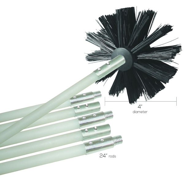 Kit de limpieza de conductos de aluminio negro/blanco de 4 pulgadas B & K Deflect-O - DVBRUSH12K/6