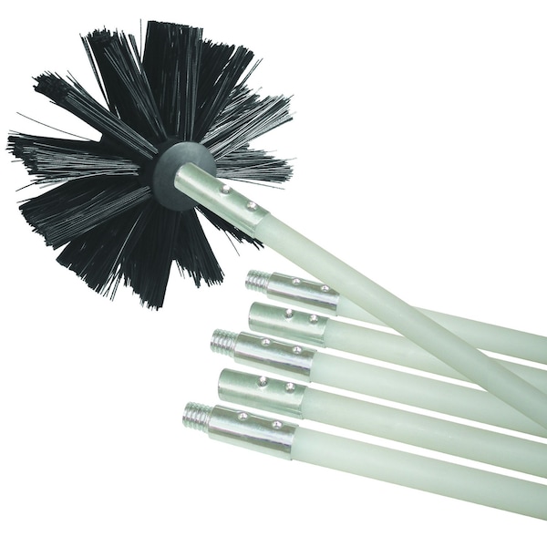 Kit de limpieza de conductos de aluminio negro/blanco de 4 pulgadas B & K Deflect-O - DVBRUSH12K/6