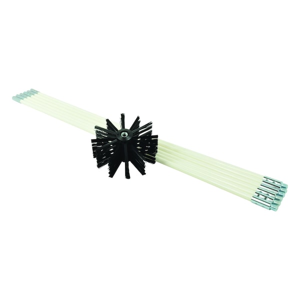 Kit de limpieza de conductos de aluminio negro/blanco de 4 pulgadas B & K Deflect-O - DVBRUSH12K/6