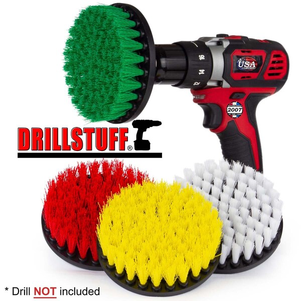 Suministros de limpieza Drillstuff - Cepillo para taladro - Kit de cepillo multiusos para limpieza a presión - 5IN-S-GRWY-QC-DS