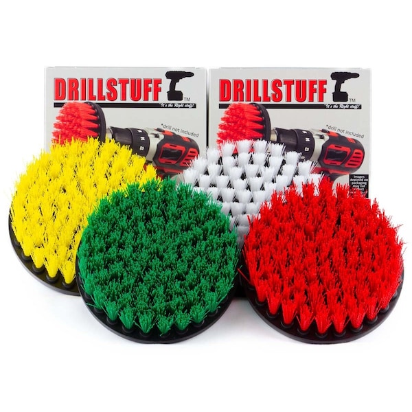 Suministros de limpieza Drillstuff - Cepillo para taladro - Kit de cepillo multiusos para limpieza a presión - 5IN-S-GRWY-QC-DS