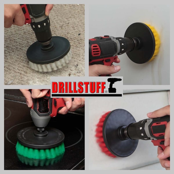 Suministros de limpieza Drillstuff - Cepillo para taladro - Kit de cepillo multiusos para limpieza a presión - 5IN-S-GRWY-QC-DS