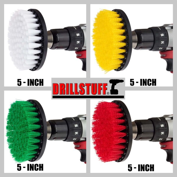 Suministros de limpieza Drillstuff - Cepillo para taladro - Kit de cepillo multiusos para limpieza a presión - 5IN-S-GRWY-QC-DS