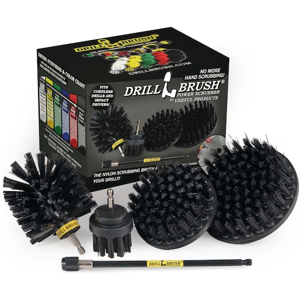 Cepillo eléctrico para taladro Drill Brush Power Scrubber de Useful Products 5 pulgadas de ancho 7 pulgadas de largo, color negro - K-S-542O-7X-QC-DB
