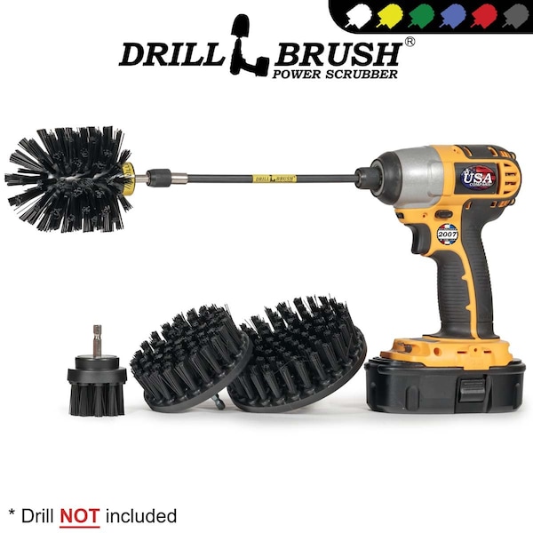 Cepillo eléctrico para taladro Drill Brush Power Scrubber de Useful Products 5 pulgadas de ancho 7 pulgadas de largo, color negro - K-S-542O-7X-QC-DB