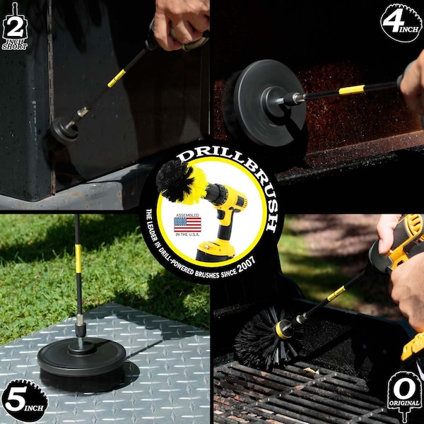 Cepillo eléctrico para taladro Drill Brush Power Scrubber de Useful Products 5 pulgadas de ancho 7 pulgadas de largo, color negro - K-S-542O-7X-QC-DB