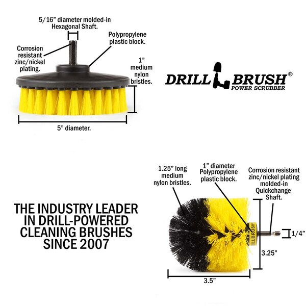 Cepillo Taladro Power Scrubber de Useful Products 5 pulgadas de ancho, 5 pulgadas de largo, amarillo - TUY-OBY-COMBO
